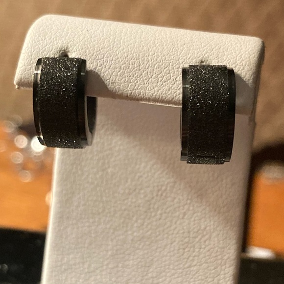 Black Sparkle Mini Huggie Earrings Fit tight to the ear lobe